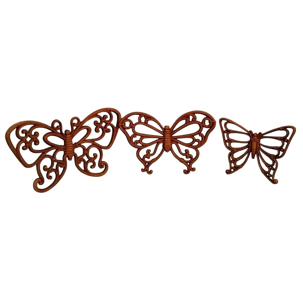 Vintage Syroco Gold Butterfly Wall Decor Set of 3 Mid Century Modern MCM Retro